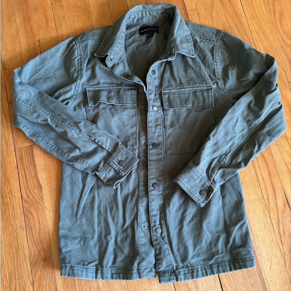 No Boundaries Green Jean Jacket